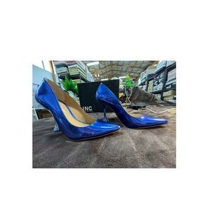 INC International Concepts Shiny Metallic blue heels size 5.5
